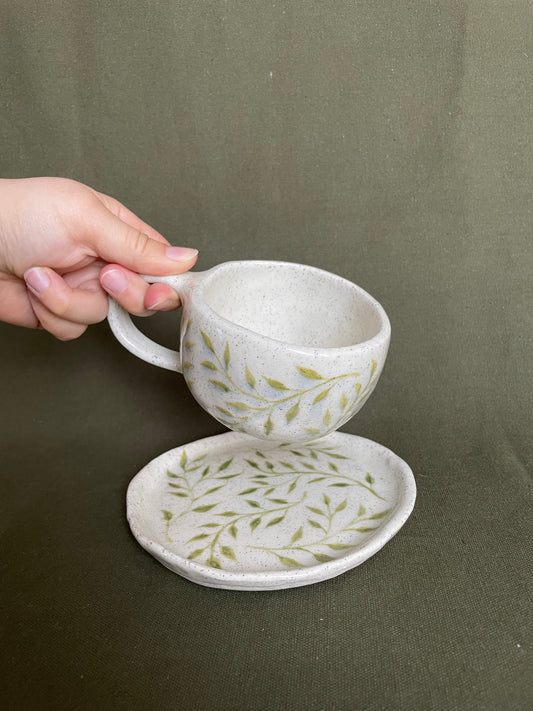 Leafy Mug and Saucer Set