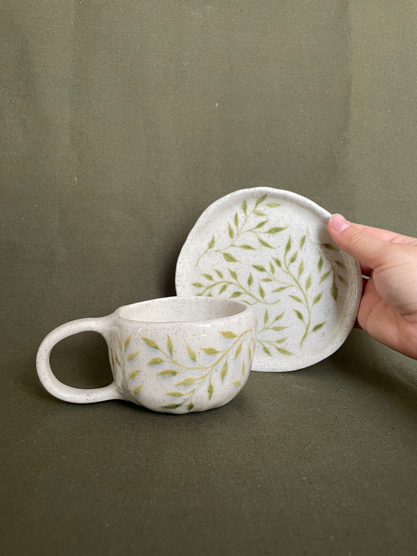 Leafy Mug and Saucer Set