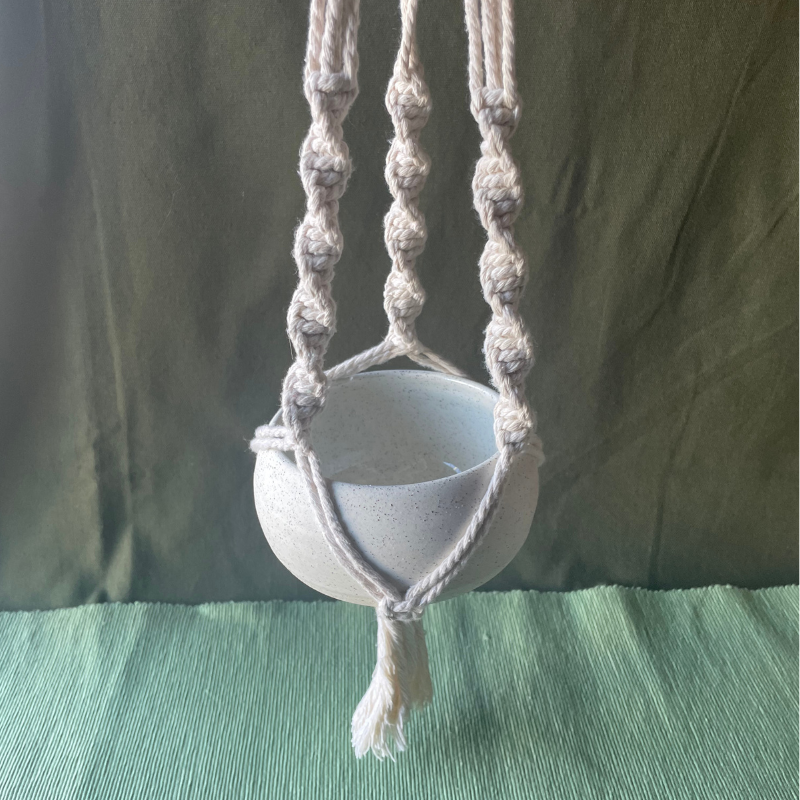 Bubble planter with macrame hanger