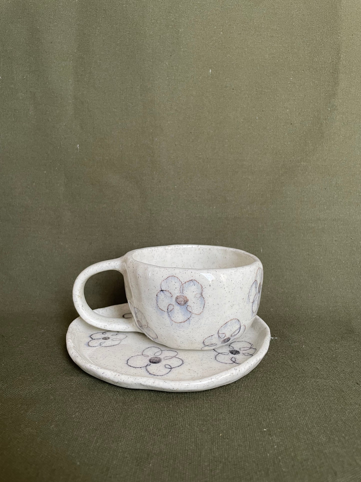 Scribble flower Mug and Saucer Set