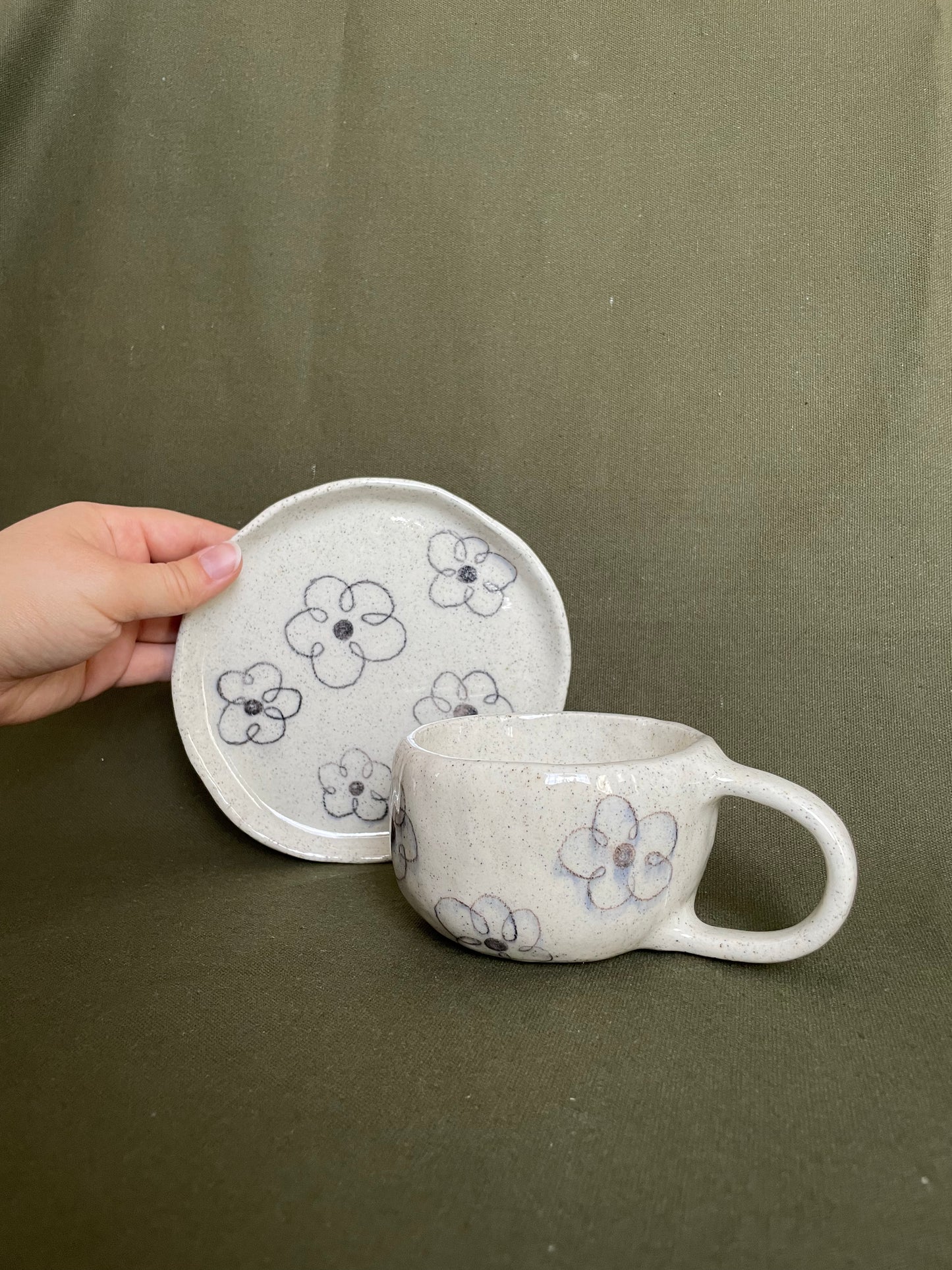 Scribble flower Mug and Saucer Set